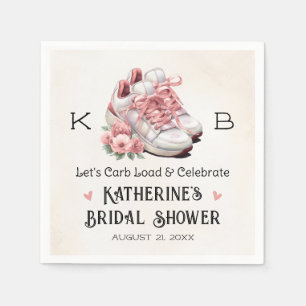 Monogrammed Floral Running Shoes Bridal Shower  Napkin
