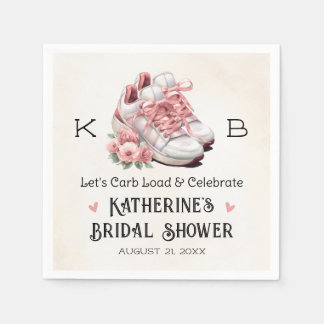 Monogrammed Floral Running Shoes Bridal Shower  Napkin