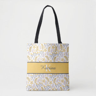 Monogrammed Floral Tote Bag