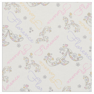 Monogrammed Florence name and letter F fabric