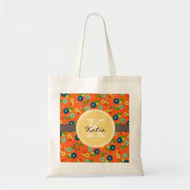 Monogrammed Flower Tote Bag (Front)