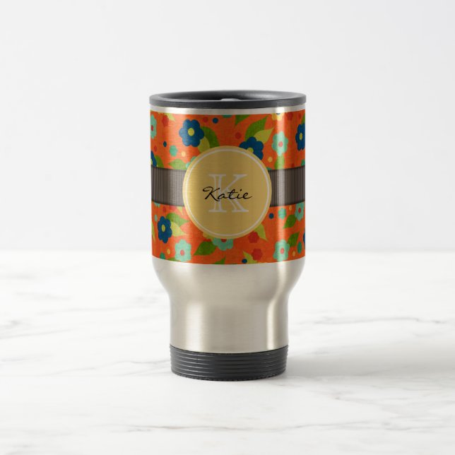 Monogrammed Flower Travel Mug (Center)
