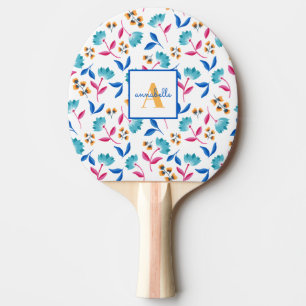 Monogrammed Folk Art Floral Pattern Ping Pong Paddle