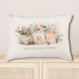 Monogrammed Forest Floral Botanical Family Name Decorative Cushion