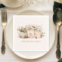 Monogrammed Forest Floral Botanical Family Name