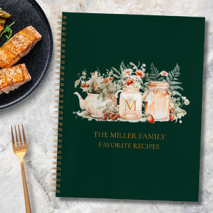 Monogrammed Forest Floral Botanical Family Recipe Notebook