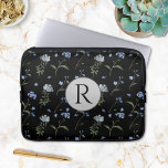 Monogrammed Forget Me Not Blue Floral Watercolor  Laptop Sleeve<br><div class="desc">Introducing our Monogrammed Forget Me Not Blue Floral Watercolor electronic Case! Featuring a charming forget-me-not watercolor illustration on a serene blue background. Personalise it with your initials for a touch of floral elegance.</div>