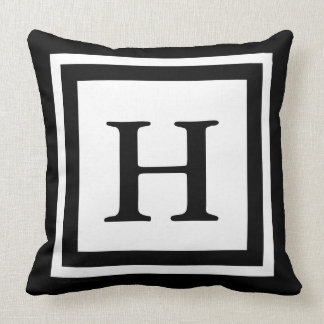 Monogrammed Front & Back - Black & White Cushion