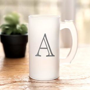 Monogrammed Frosted Glass Beer Mug