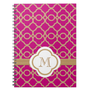Monogrammed Fuchsia and Gold Moroccan Notebook