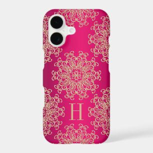 Monogrammed Fucshia and Gold Exotic Medallion