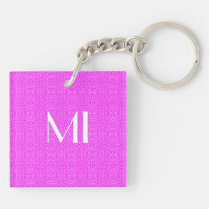 Monogrammed Fun Elegant Abstract Pink Pattern Key Ring