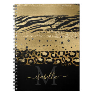 Monogrammed Fun Modern Gold Glitter Script Notebook