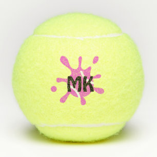 Monogrammed Funny Cute Splat Pink Initials Tennis Balls