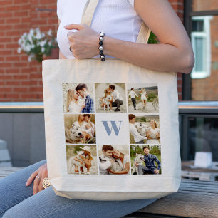 Monogrammed Gallery of 8 Personalised Photos Tote Bag