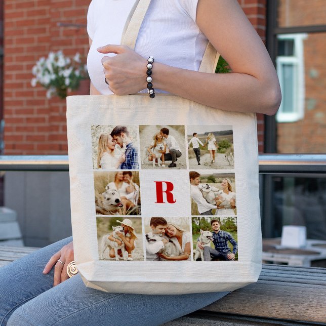 Monogrammed Gallery of 8 Personalised Photos Tote Bag (Creator Uploaded)