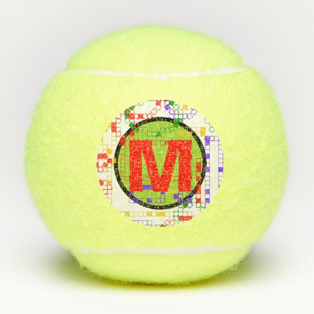Monogrammed Geometric Blocks Penn Tennis Balls (Front)