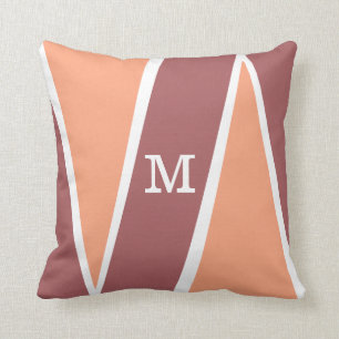 Monogrammed Geometric Pattern Orange Marsala Cushion