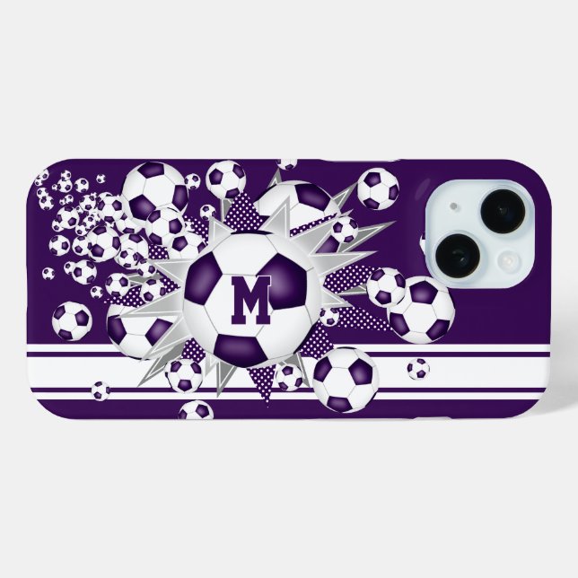 monogrammed girls soccer ball blowout purple Case-Mate iPhone case (Back (Horizontal))