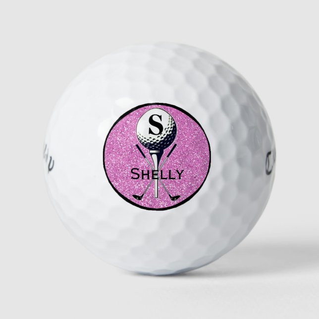 Monogrammed Girly Golf Tee Golf Balls (Front)