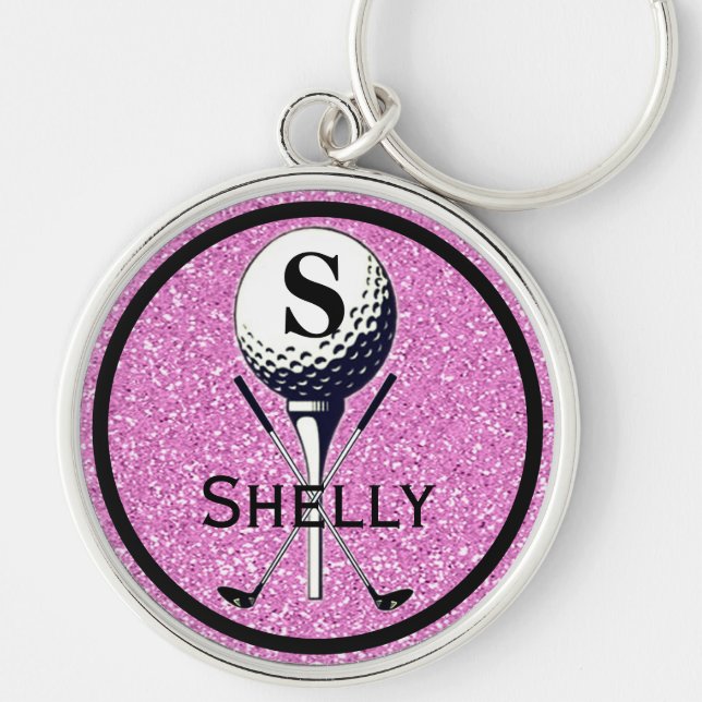 Monogrammed Girly Golf Tee Keychain (Front)