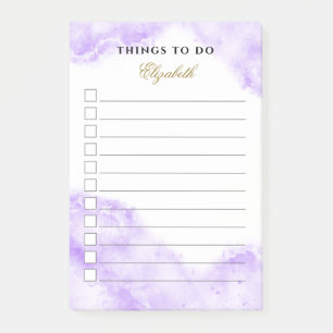 Monogrammed Glam Lavender Purple Marble To Do List Post-it Notes