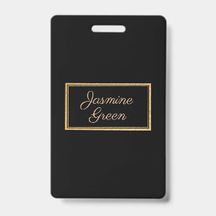 Monogrammed Gold And Black Frame ID Badge