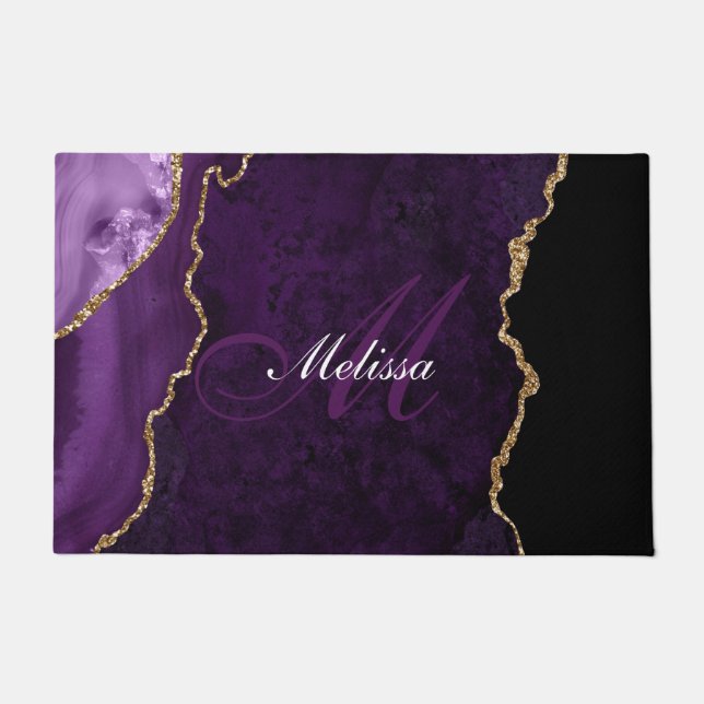 monogrammed gold and purple agate doormat (Front)