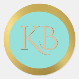Monogrammed Gold and  Turqoise Stickers