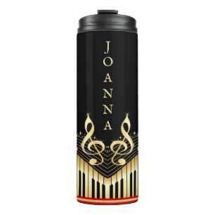 Monogrammed Gold & Black Keyboard Thermal Tumbler