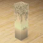 Monogrammed Gold Dripping Glitter Wine Gift Box