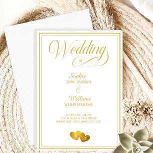 Monogrammed Gold Heart Wedding  Invitation