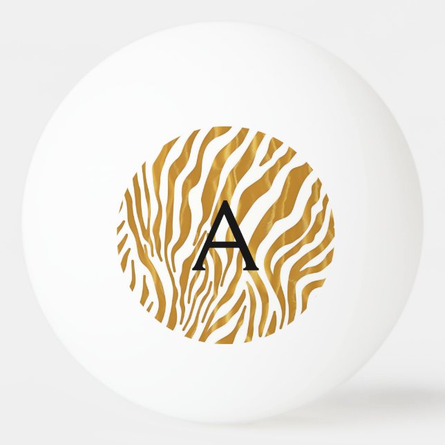 Monogrammed Gold Leopard Pattern Personalised Ping Pong Ball (Front)