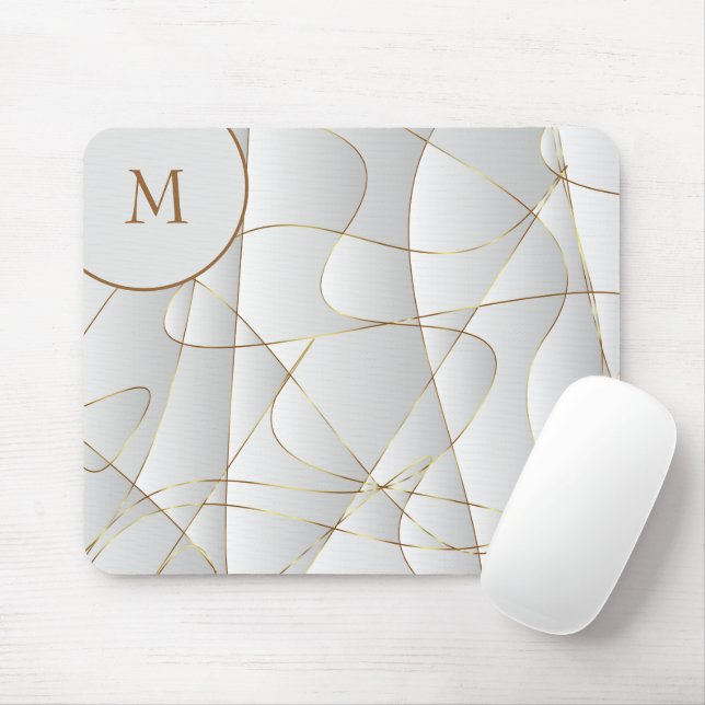 Monogrammed Gold Lines Mouse Mat (With Mouse)