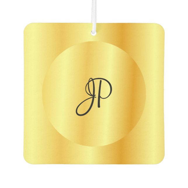 Monogrammed Gold Look Template Elegant Modern Car Air Freshener (Front)