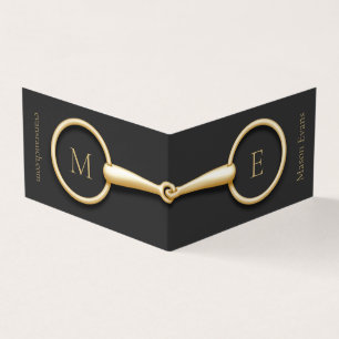 Monogrammed Gold Snaffle Bit Horse Industry Business Card