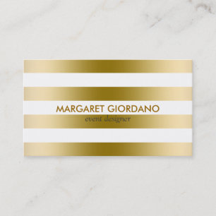 Monogrammed Gold Stripes Geometric Pattern Business Card