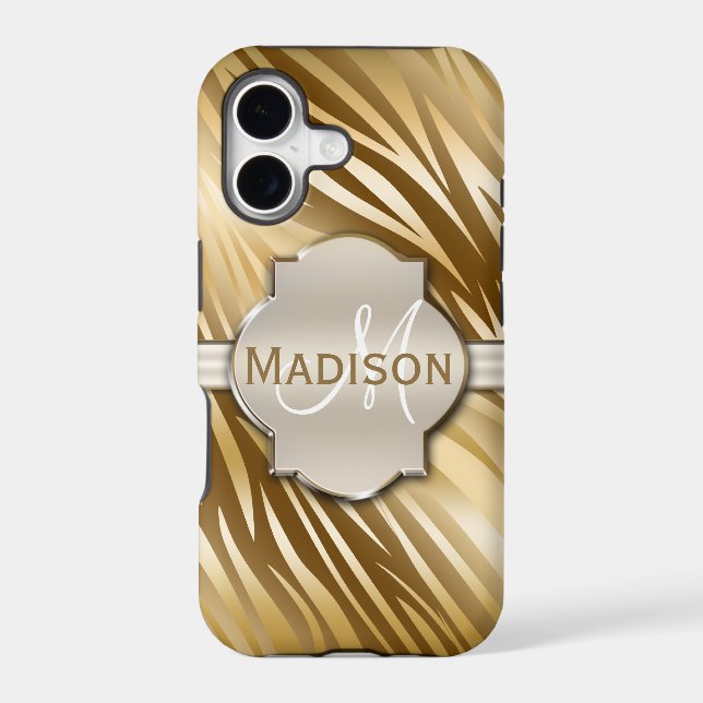 Monogrammed Gold Zebra Print Pattern (Back)