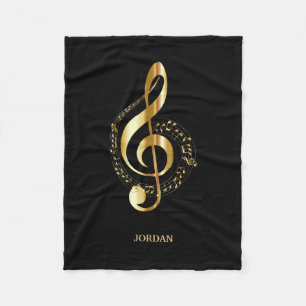 Monogrammed Golden Clef Fleece Blanket