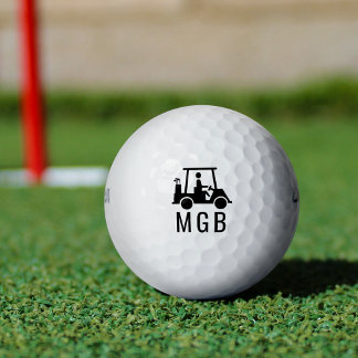 Monogrammed Golf Cart Silhouette Custom Initials Golf Balls