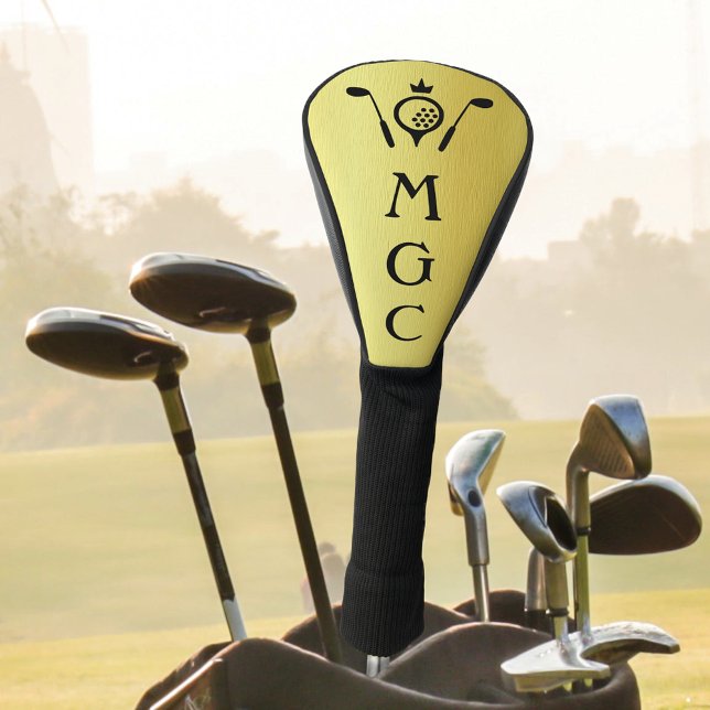 Monogrammed Golf Clubs and Crown Logo Gold Custom Golf Head Cover (Creator Uploaded)