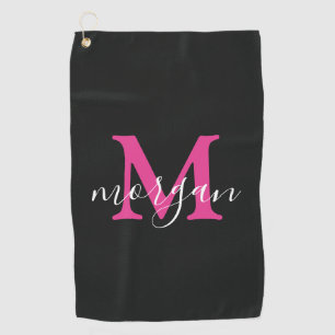 Monogrammed Golf Gifts Golfer Elegant Player Pink Towel