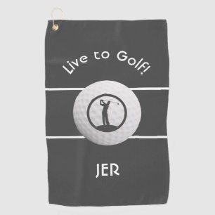 Monogrammed Golf Player Sports Quote Dark Grey Golf Towel