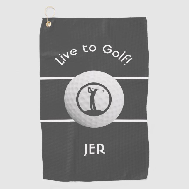 Monogrammed Golf Player Sports Quote Dark Grey Towel (Front)