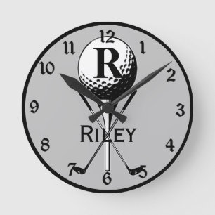 Monogrammed Golf Tee Round Clock