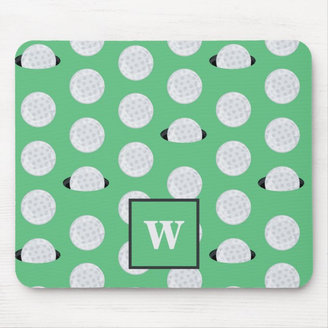 Monogrammed Golfer Hole In One Golf Balls Mouse Mat (Front)