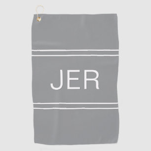 Monogrammed Golfer Sports Modern Professional Grey Golf Towel