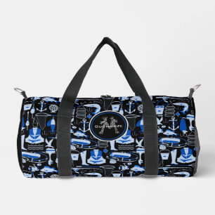 Monogrammed Gone Fishing Blue Duffle Bag