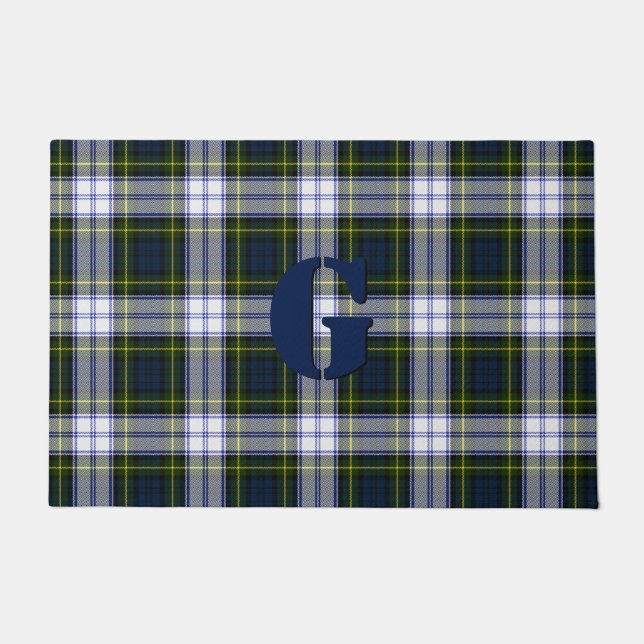 Monogrammed Gordon Dress Plaid Door Mat (Front)