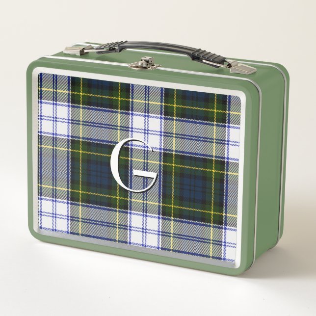 Monogrammed Gordon Dress Plaid Metal Lunch Box (Front)